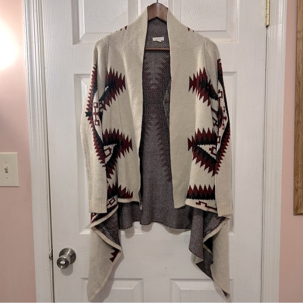 Debut Aztec Tribal Print Waterfall Cardigan Long Sleeve S/M